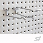 Pegboard uniform drop hooks for even hanging