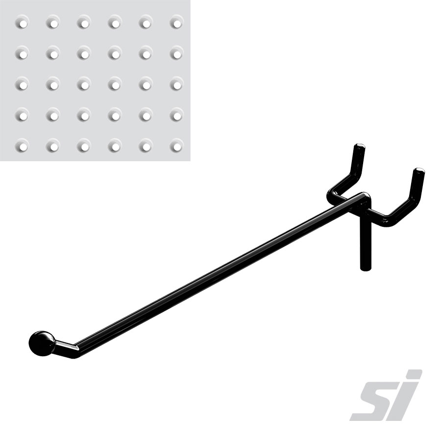 Black Pegboard Single Prong Hooks